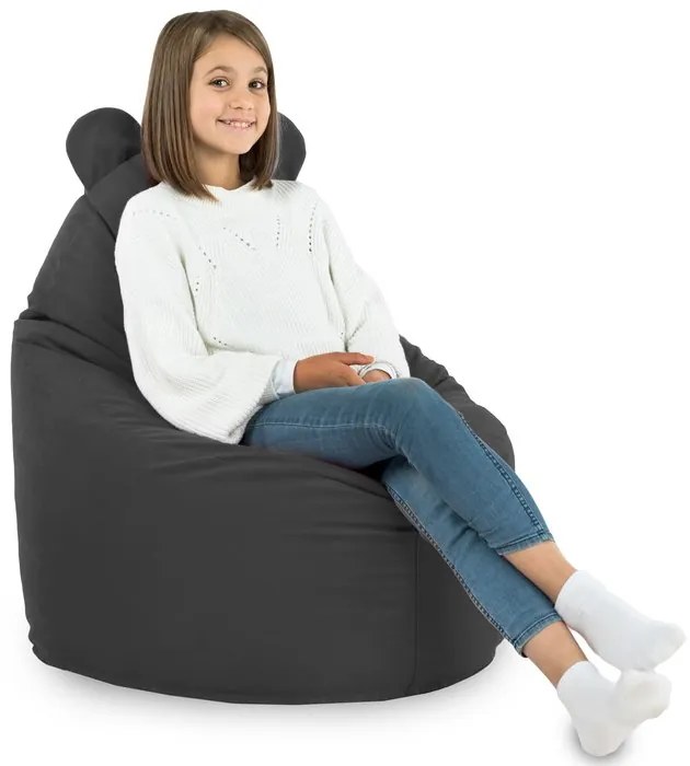 Detské kreslo Sako TEDDY – mäkké plyšové kreslo pre najmenších Farba: Tm. sivý