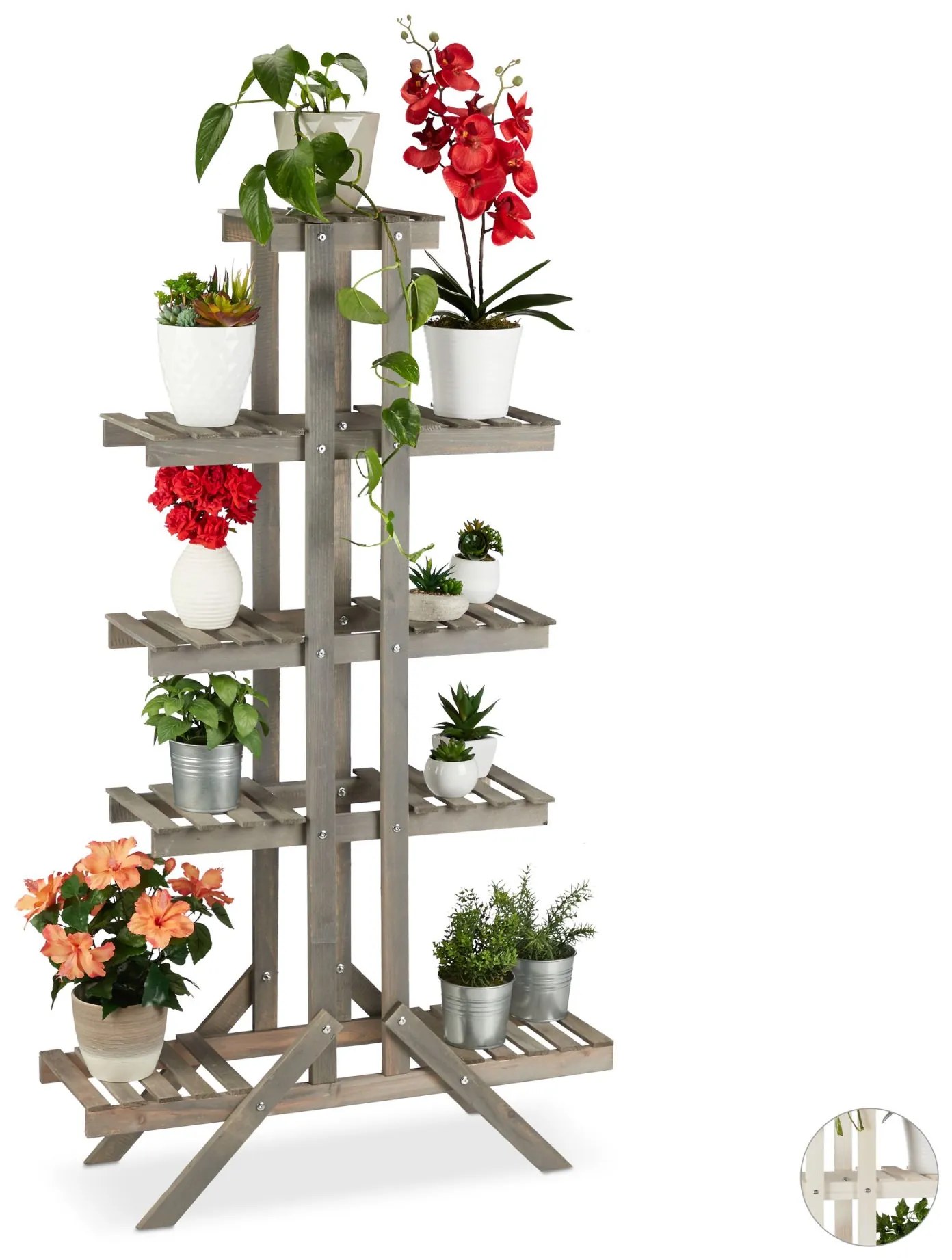 Stojan na kvety s 5 úrovňami RD26330, sivá