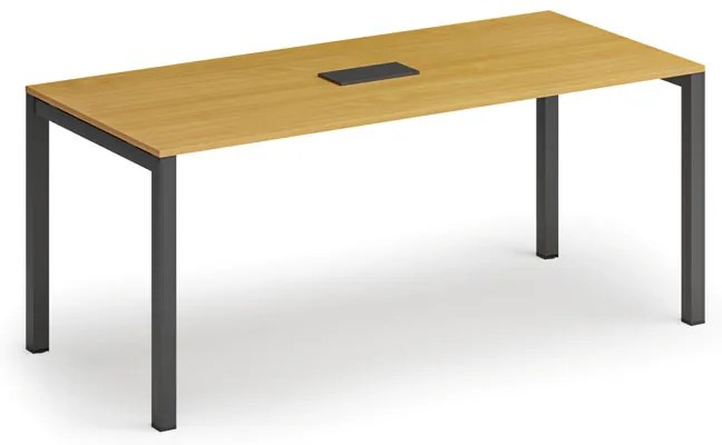 Rokovací stôl PRIMO SQUARE, 180x80 cm, buk + stolová zásuvka TYP II, čierna