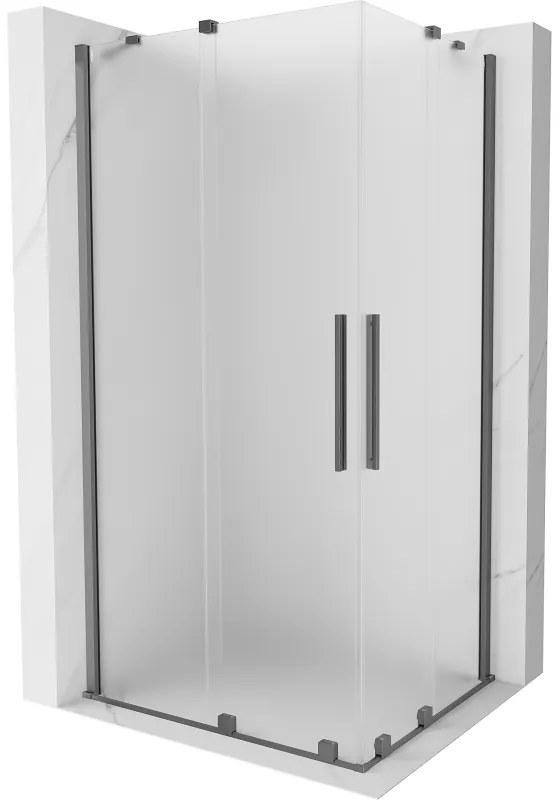 Mexen Velar Duo, sprchový kút s posuvnými dverami 90 x 80 cm, 8mm sklo námraza, brúsený grafit, 871-090-080-32-95