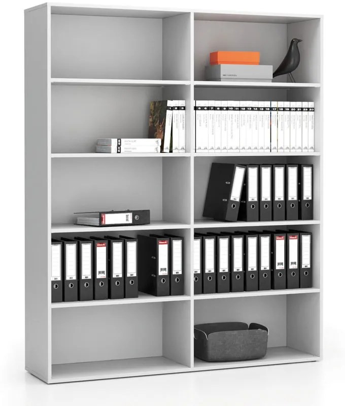 PLAN Vysoký kancelársky policový regál LAYERS, 1582 x 400 x 1905, biela