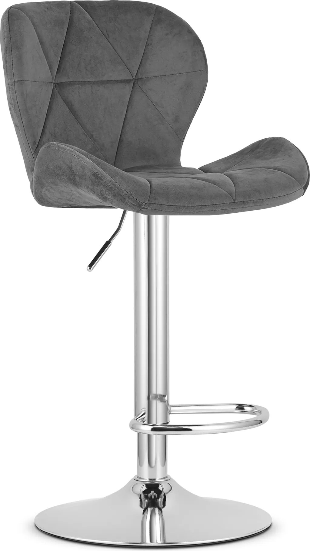 Barová stolička WEST zamatová sivá / chrómová podnož