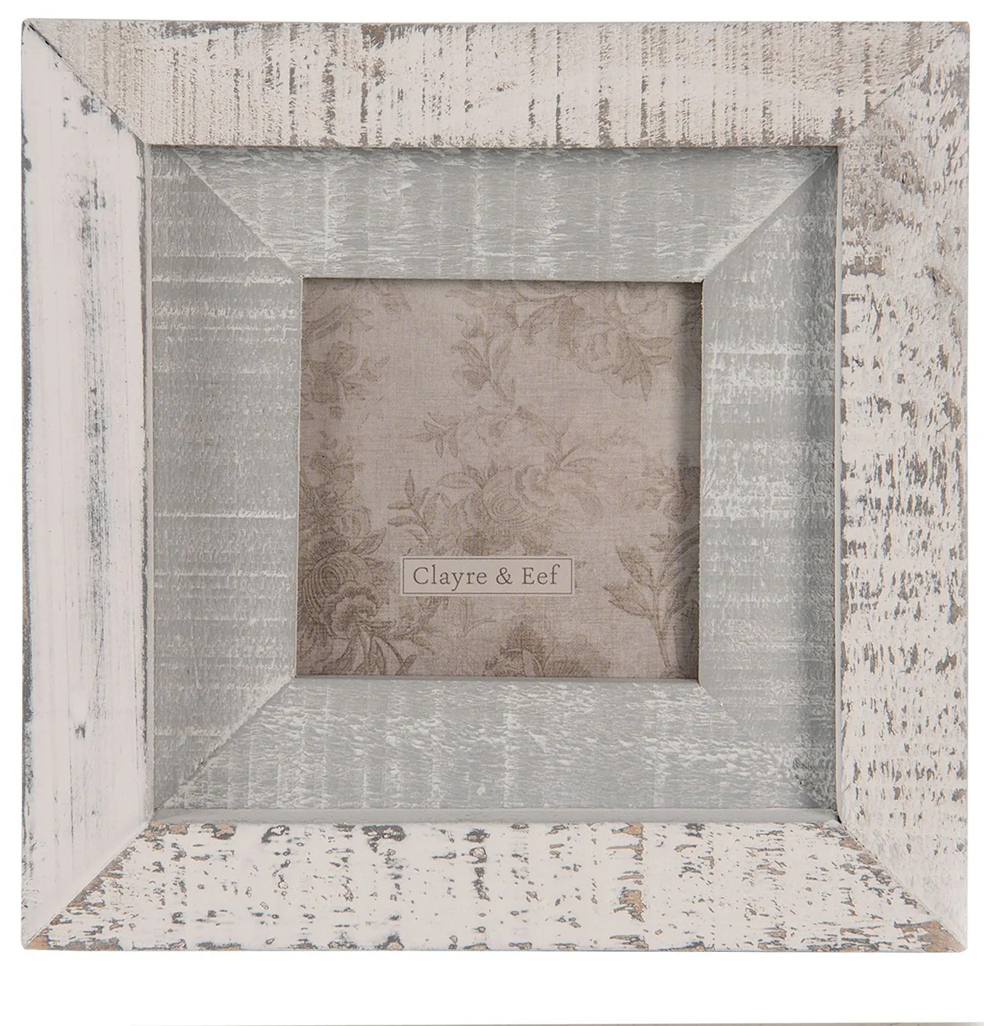 Štvorcový šedý fotorámik s patinou - 15 * 2 * 15 cm / 7 * 7 cm