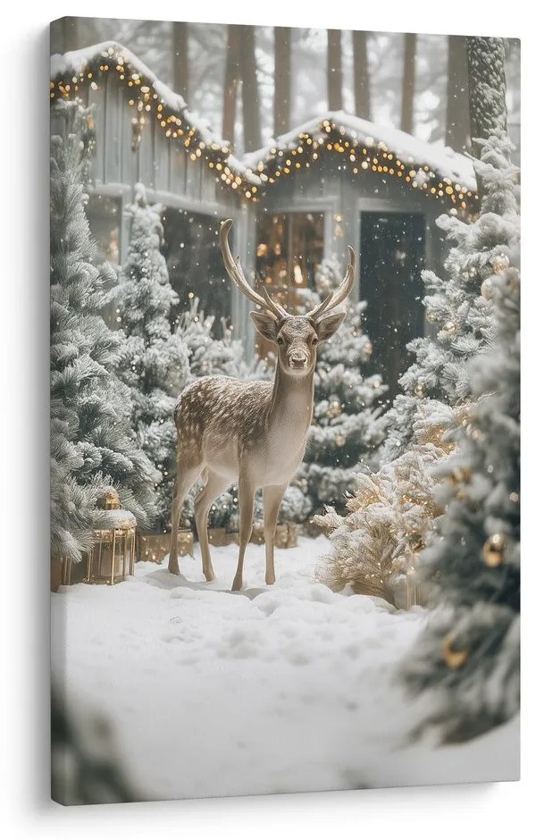 Vianočný obraz zimná rozprávka v lese