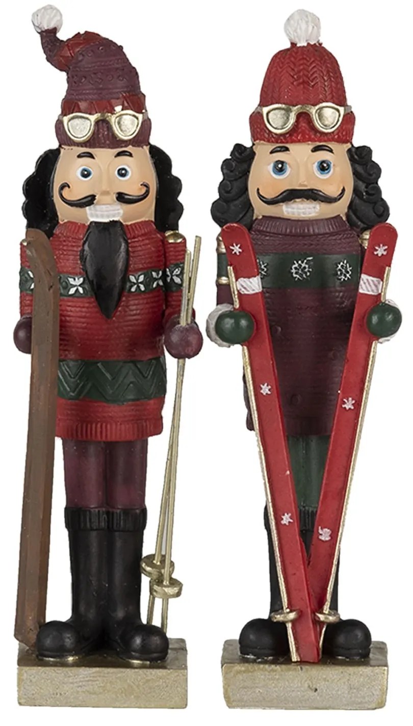 2ks Vianočné dekoratívne soška Louskáčka s lyžami - 6 * 5 * 17 cm