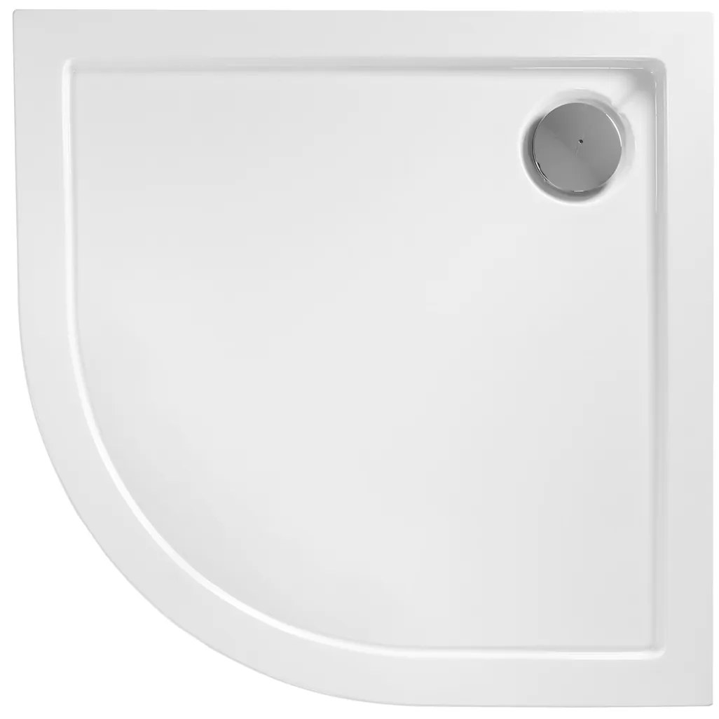 Rea Look, akrylátová štvrťkruhová sprchová vanička 90x90x6 cm + chrómový sifón, biela, REA-K7907