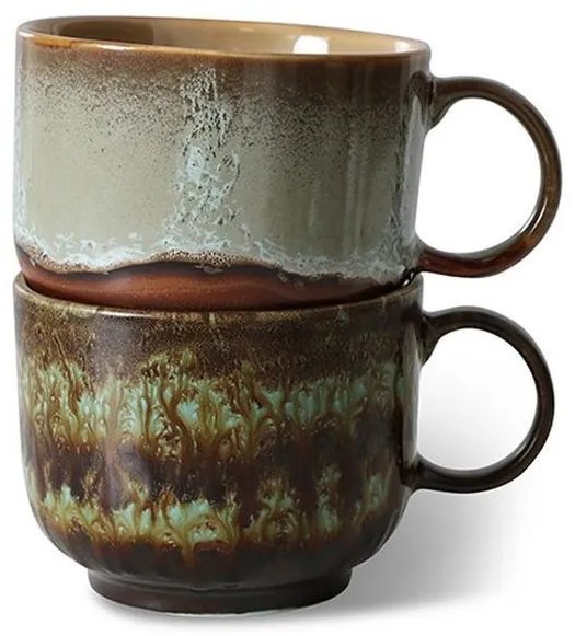 Set 2ks hrnček na čaj 70s Lush Tea - 14 * 10 * 8cm / 425 ml