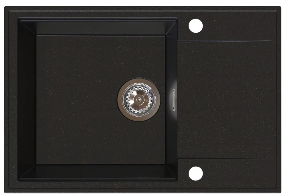 Sink Quality Sink55, kuchynský granitový drez 680x460x215 mm, čierna so zlatými bodmi, SKQ-SINK.L.1KDO