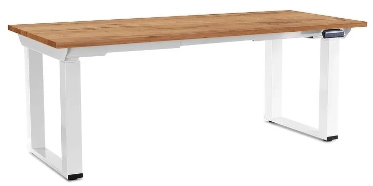 Výškovo nastaviteľný stôl OfficeTech Strong 180 x 80 cm, biela podnož, dub kraft