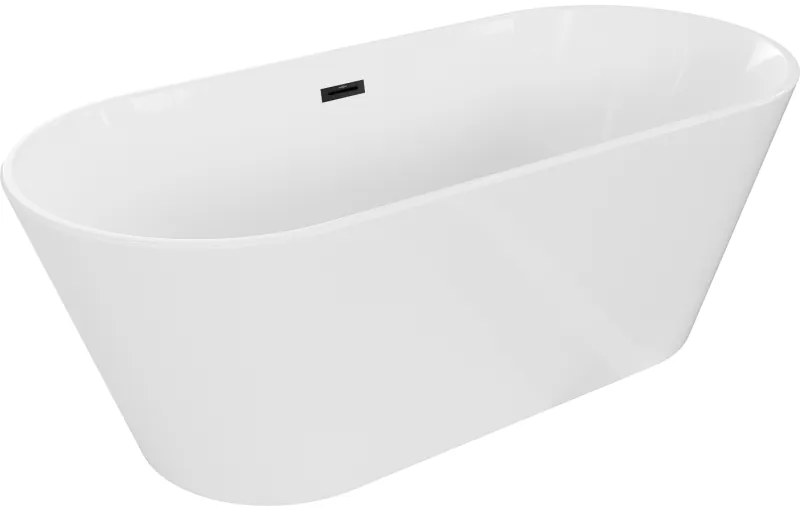 Mexen Flavia, voľne stojaca vaňa 150 x 75 cm, biela, čierny matný prepad, 54031507500-70