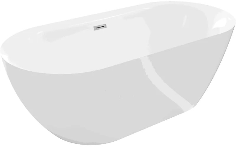 Mexen Roxy, voľne stojaca vaňa 170 x 80 cm, biela, chrómový prepad, 51201708000-01