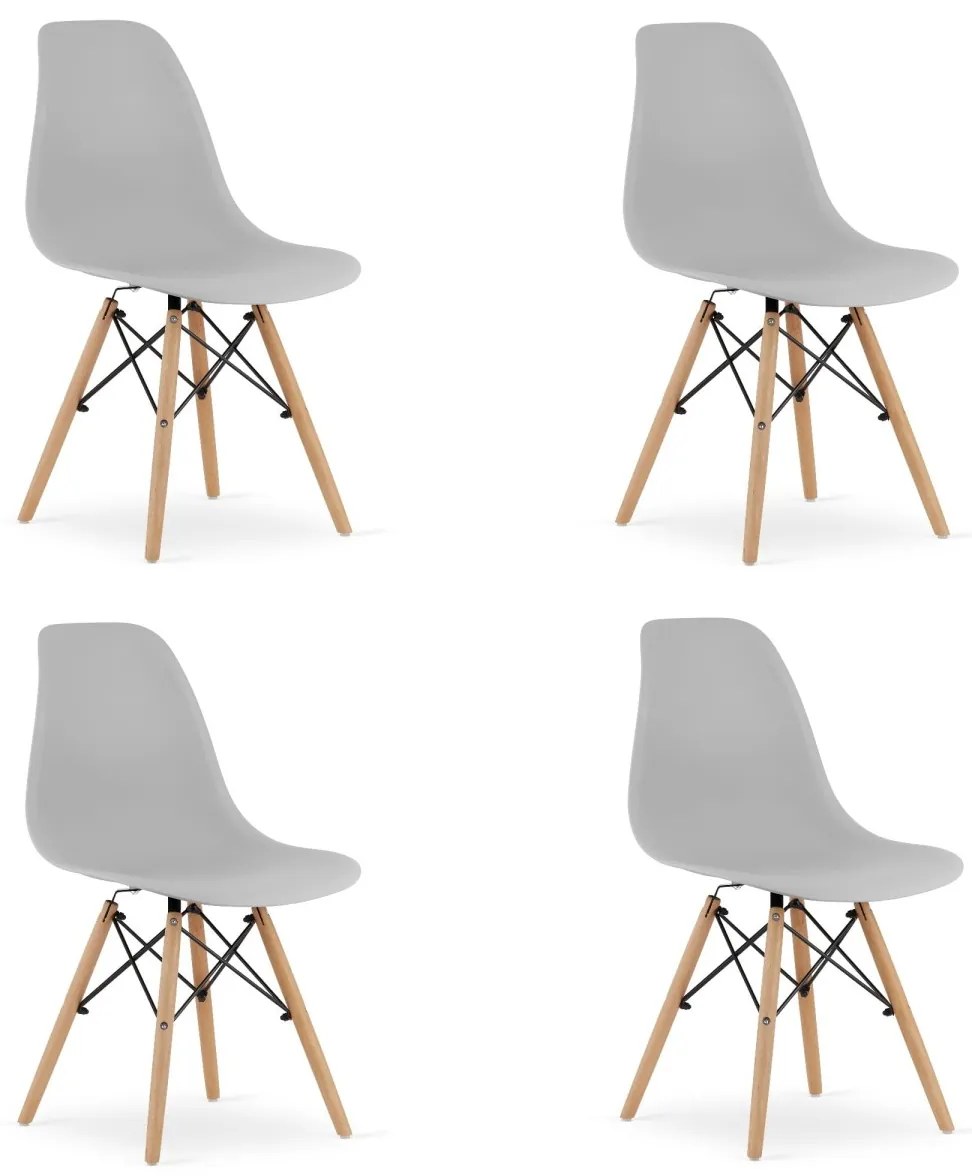 Set 4 stoličiek OSAKA sivé / čierne nohy