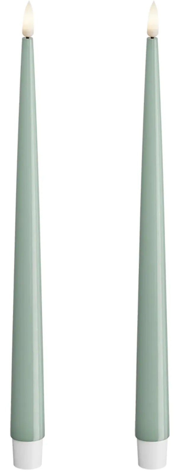 DeluxeHomeart Vysoké LED sviečky Shiny Salvie Green – set 2 ks