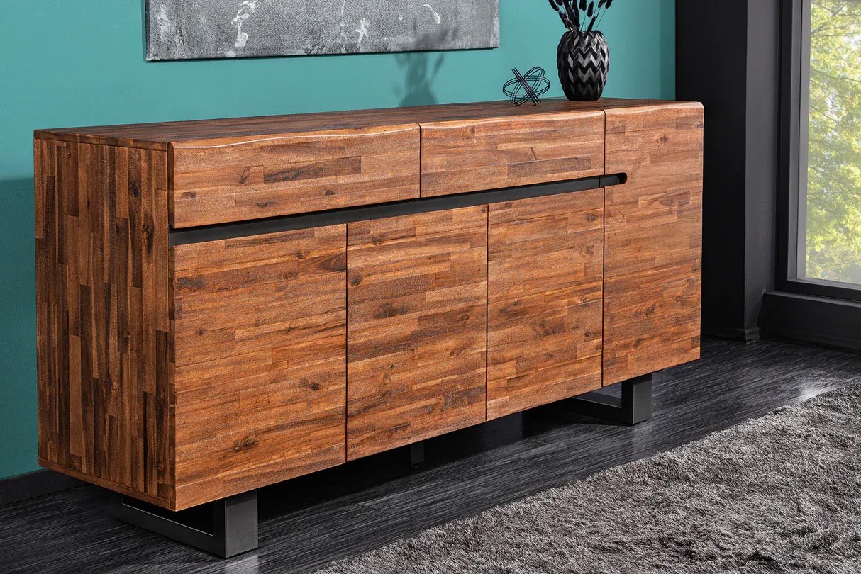 Komoda Genesis 170 cm – masívne akáciové drevo, hnedý odtieň