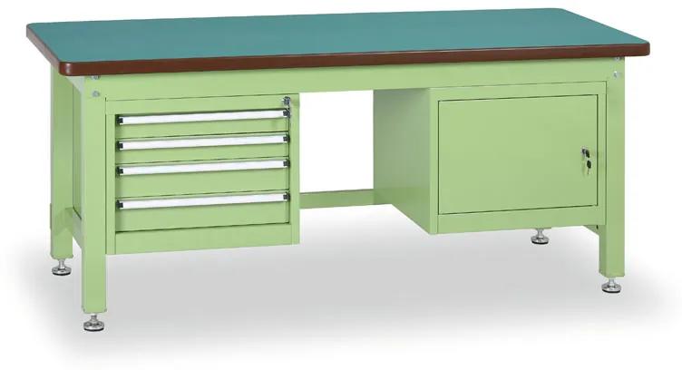 Dielenský stôl GL so závesným boxom a skrinkou na náradie, MDF x PVC doska, 4 zásuvky, 1 skrinka, 1800 x 750 x 800 mm