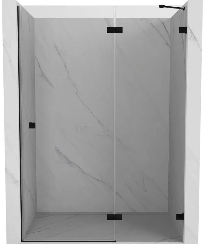 Mexen, Mexen Lunar pravé otočné sprchové dvere 135 cm, transparentné, čierne - 834-135-000-70-00-P