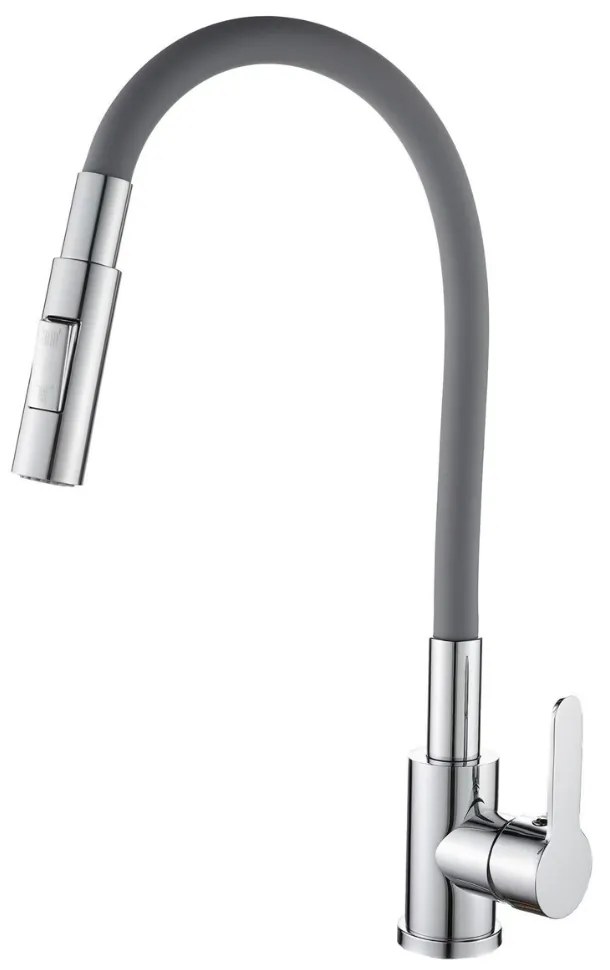 Gamma Flex 4000, stojanková drezová batéria s flexibilným ramenom, 2-funkčný výtok, šedá-chróm, GMA-BFX-4000G