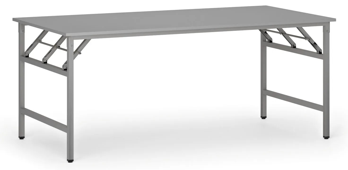 Konferenčný stôl FAST READY, 180x90 cm, sivostrieborná podnož, sivá