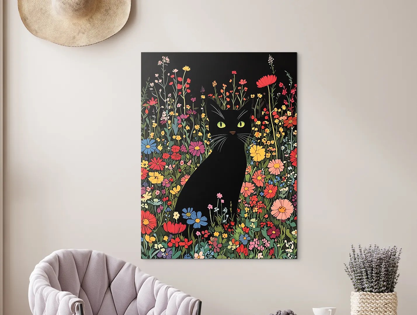 drevko | Obraz na stenu Čierna mačka