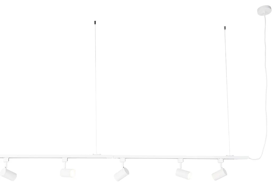 Moderný 1-fázový závesný koľajnicový systém s 5 reflektormi biely - Jeana