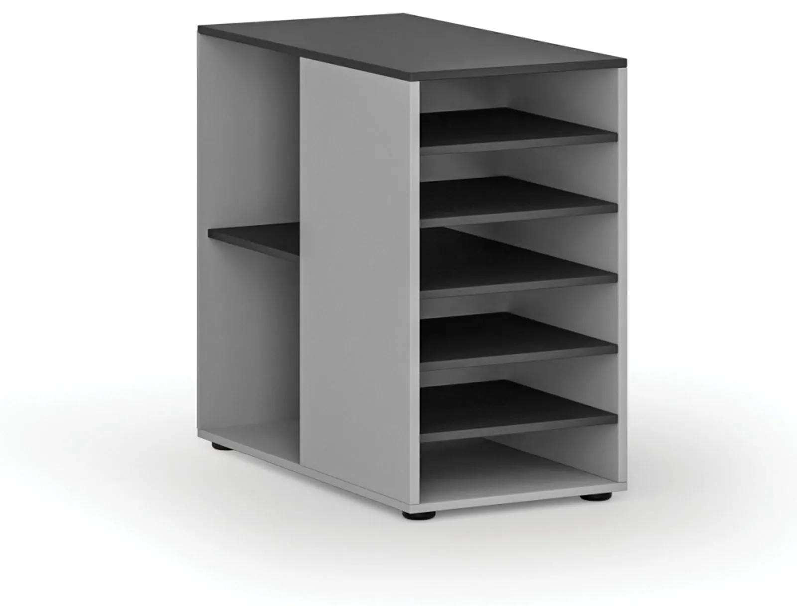 Prístavná policová skrinka k pracovnému stolu PRIMO GRAY, ľavá, sivá/grafit