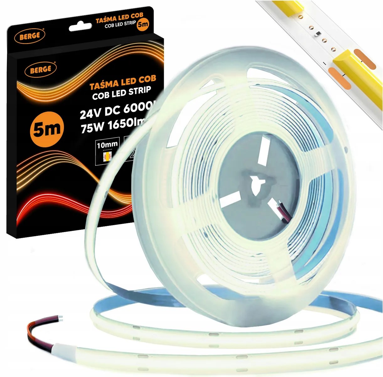 BERGE LED pásik COB Neon 24V - 528D - 15W/m - IP20 - 1650lm - 5m - studená farba