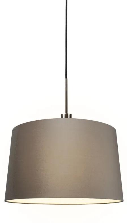 Moderné závesné svietidlo oceľ a čierna s tienidlom 45 cm taupe - Combi