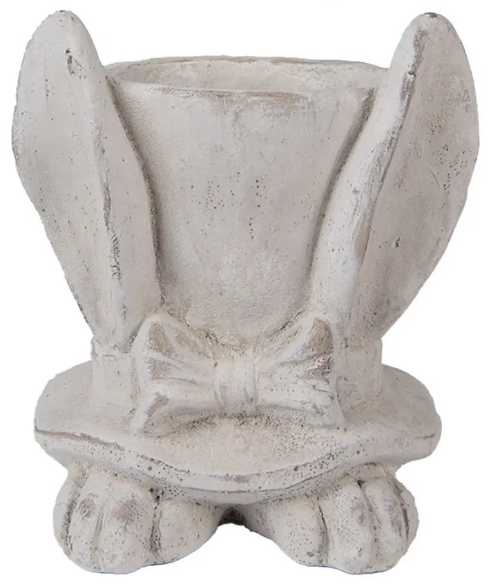 Šedý antik cementový kvetináč králičie uši s klobúkom - 17*16*19 cm
