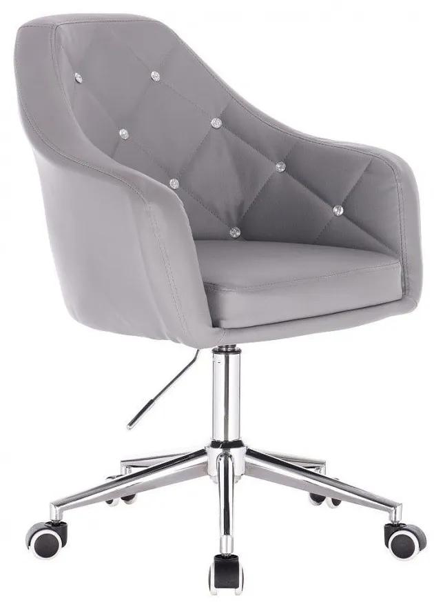 LuxuryForm DESIGN Kreslo ROMA na striebornej podstave s kolieskami - šedé