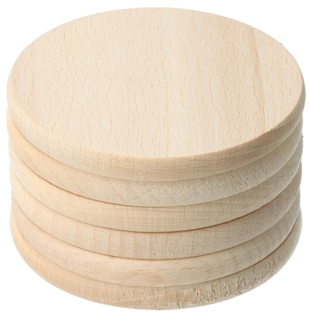 ČistéDrevo Súprava 6 okrúhlych podložiek z bukového dreva