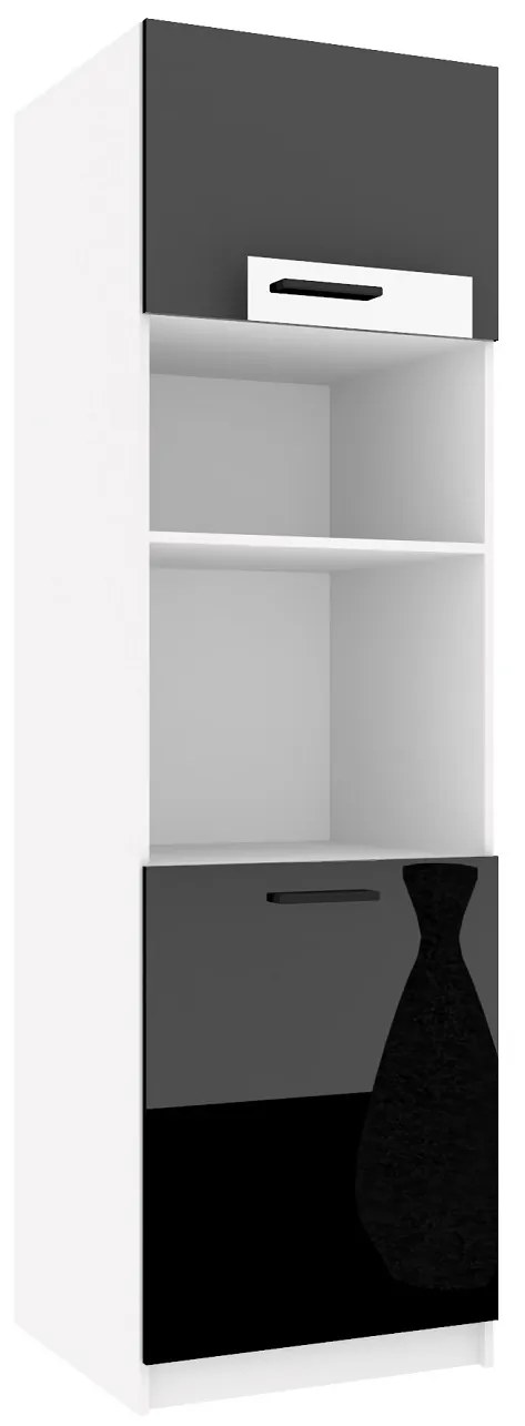 Vysoká kuchynská skrinka Belini pre vstavanú rúru 60 cm čierny lesk INF SSP60/1/WT/B/0/B1