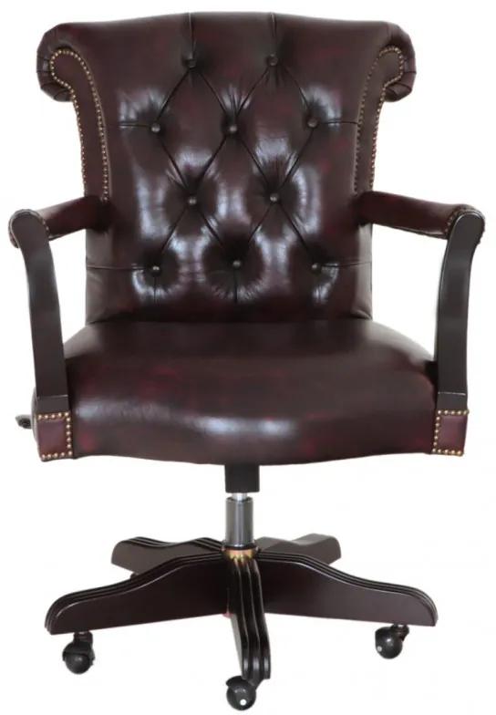 Kancelárska stolička Chesterfield Court z pravej hovädzej kože New Red New Red