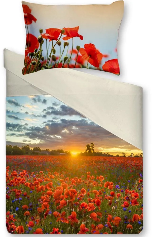 Gipetex Natural Dream 3D talianské obliečky 100% bavlna Papaveri - 140x220 / 70x90 cm