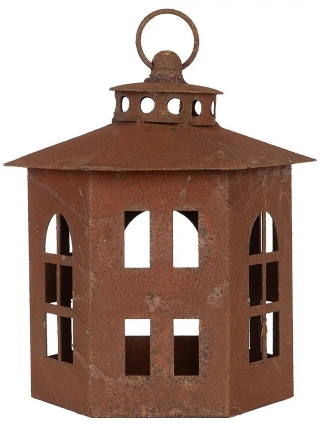 Hrdzavý kovový lampáš Brocante rust - Ø 19*22 cm Hrdzavý kovový lampáš Brocante rust - Ø 19*22 cm