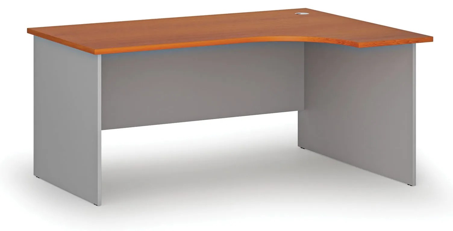 Rohový kancelársky písací stôl PRIMO GRAY, 160x120 cm, pravý, sivá/čerešňa