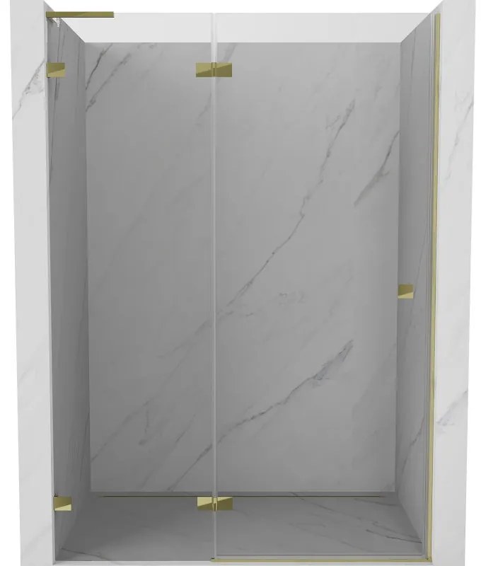 Mexen, Mexen Lunar L Otočné ľavé sprchové dvere 130 cm, transparentné, zlaté - 834L-130-000-50-00-L