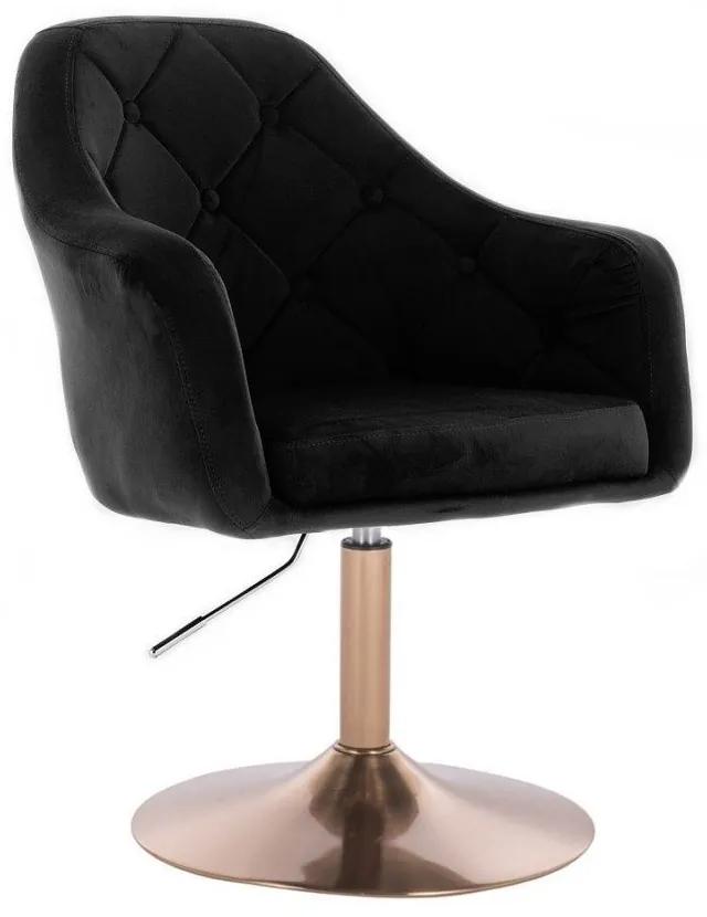 LuxuryForm DESIGN Kreslo ANDORA VELUR na zlatom tanieri - čierne