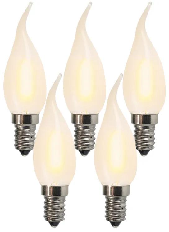 Sada 5 E14 LED matných sviečkových žiaroviek BXS35 1W 100 lúmenov 2200K