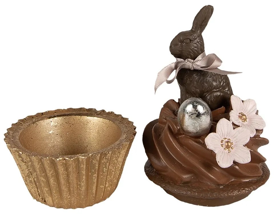Hnedá čokoládová dekorácia socha králik Cupcake - Ø 9*16 cm