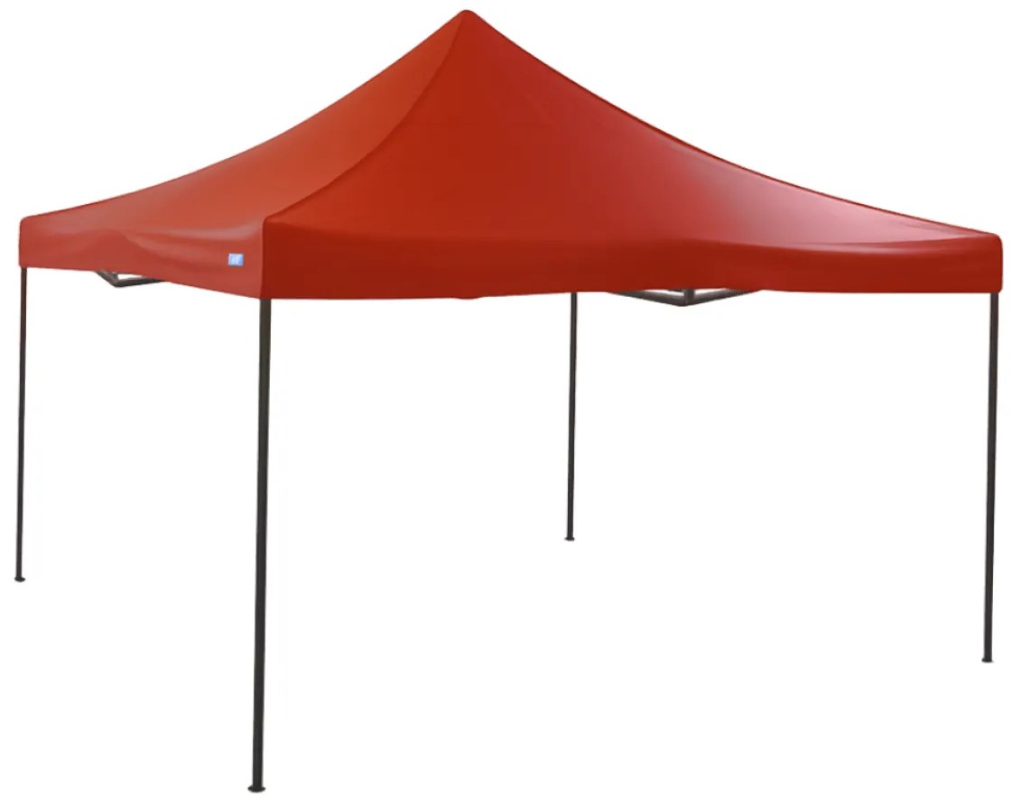Rýchlorozkladací nožnicový stan 4x4m – oceľový, Červená, Bez bočných plachiet