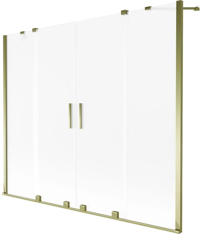 Mexen Velar Duo, 2-krídlová vaňová zástena s posuvnými dverami 170 x 150 cm, námraza, zlatý lesklý profil, 896-170-000-32-50
