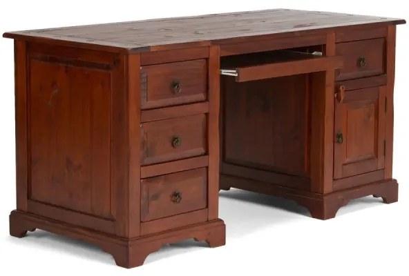 furniture-nabytek.cz - Masívny písací stôl Catana z borovice, lakovaný, hnedý – 160×70×78 cm