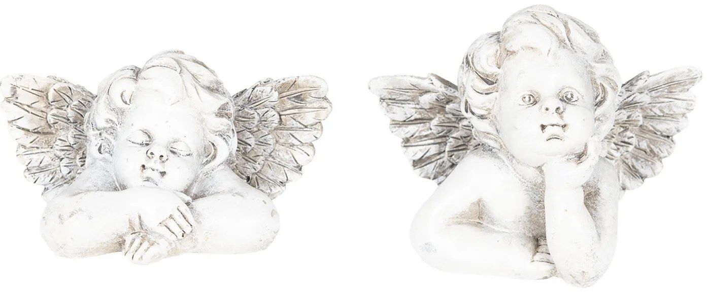 2 ks bielo šedý dekoratívne anjelíček - 13 * 8 * 10 cm