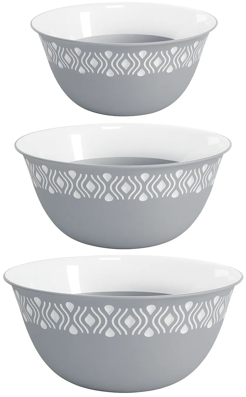 STEFANPLAST Plastová miska Tosca, biely/sivý set 3ks bez veka