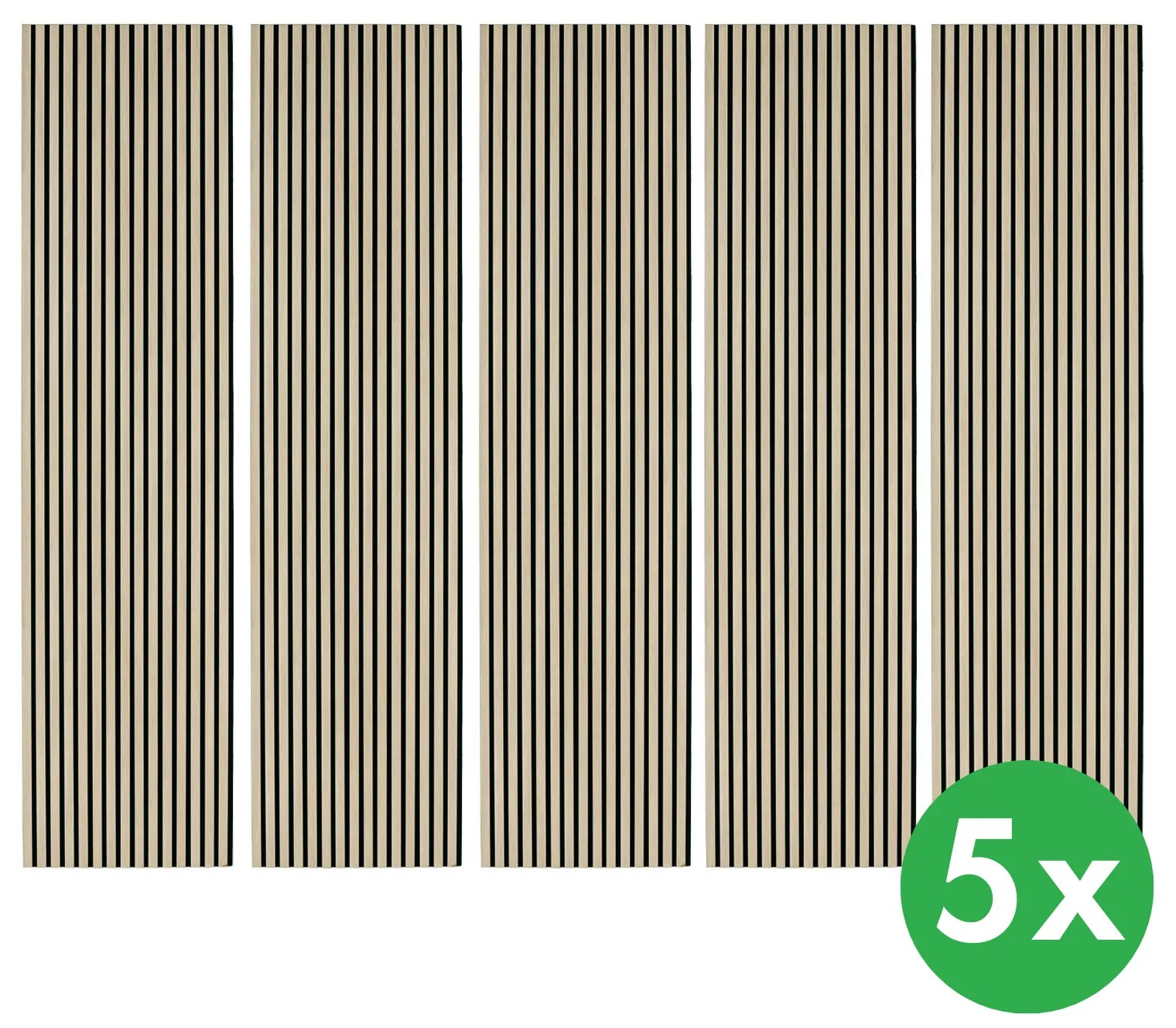 Drevený akustický panel, 2400 x 600 mm, balenie 5 ks, dub morený