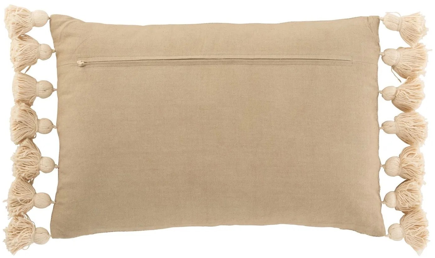 Taupe vankúš so strapcami a výplňou Pompom - 50*35cm