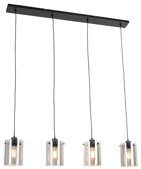 Inteligentné závesné svietidlo čierne s dymovým sklom vrátane 4 Wifi ST64 - Dome