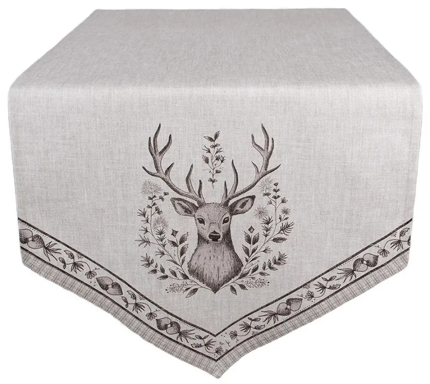 Béžový bavlnený behúň s jeleňami Gentle Wilderness - 50*160 cm