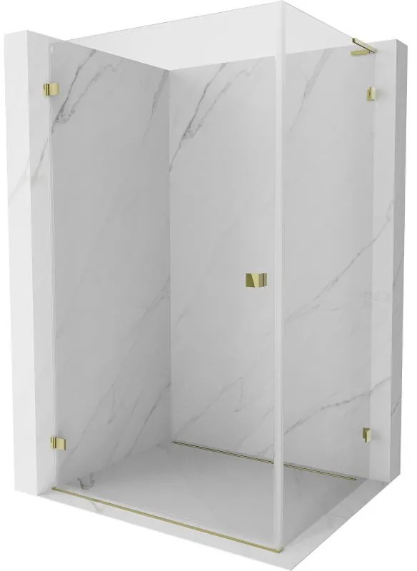 Mexen Lunar-B L sklápací sprchový kút ľavý 100 x 90 cm, číre sklo, zlatá lesklá, 832L-100-090-50-00-L