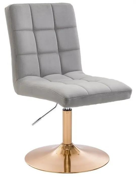 LuxuryForm DESIGN Stolička TOLEDO VELUR na zlatom tanieri - svetlo šedá